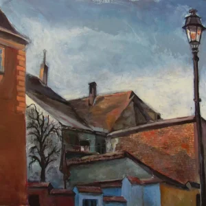 פינת רחוב עם פנס