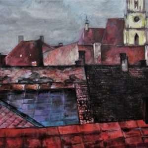 גגות  אדומות וכנסיה