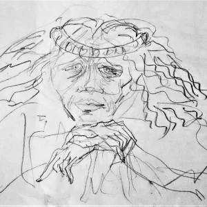 שיער גלי וידיים משולבות