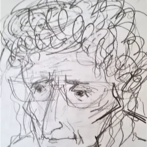 שיער מתולתל במבט מופשט